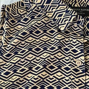Banana Republic Sleeveless Geometric Pattern Top (Navy/Tan)